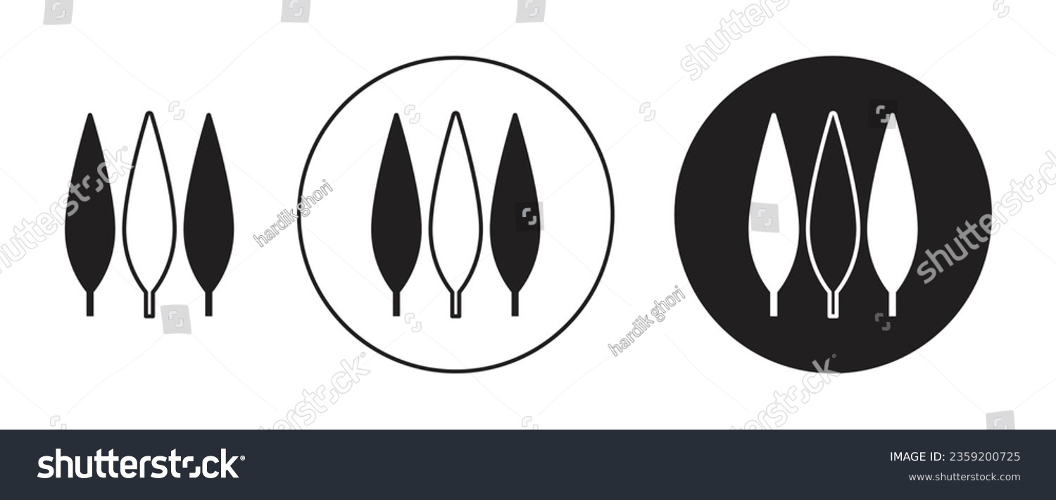 SVG of cypress tree vector icon set in black color. svg