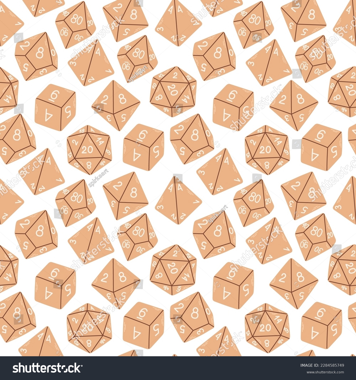 SVG of D8 D10 D12 D20 Dice for Board games seamless pattern, RPG dice set for table game vector svg