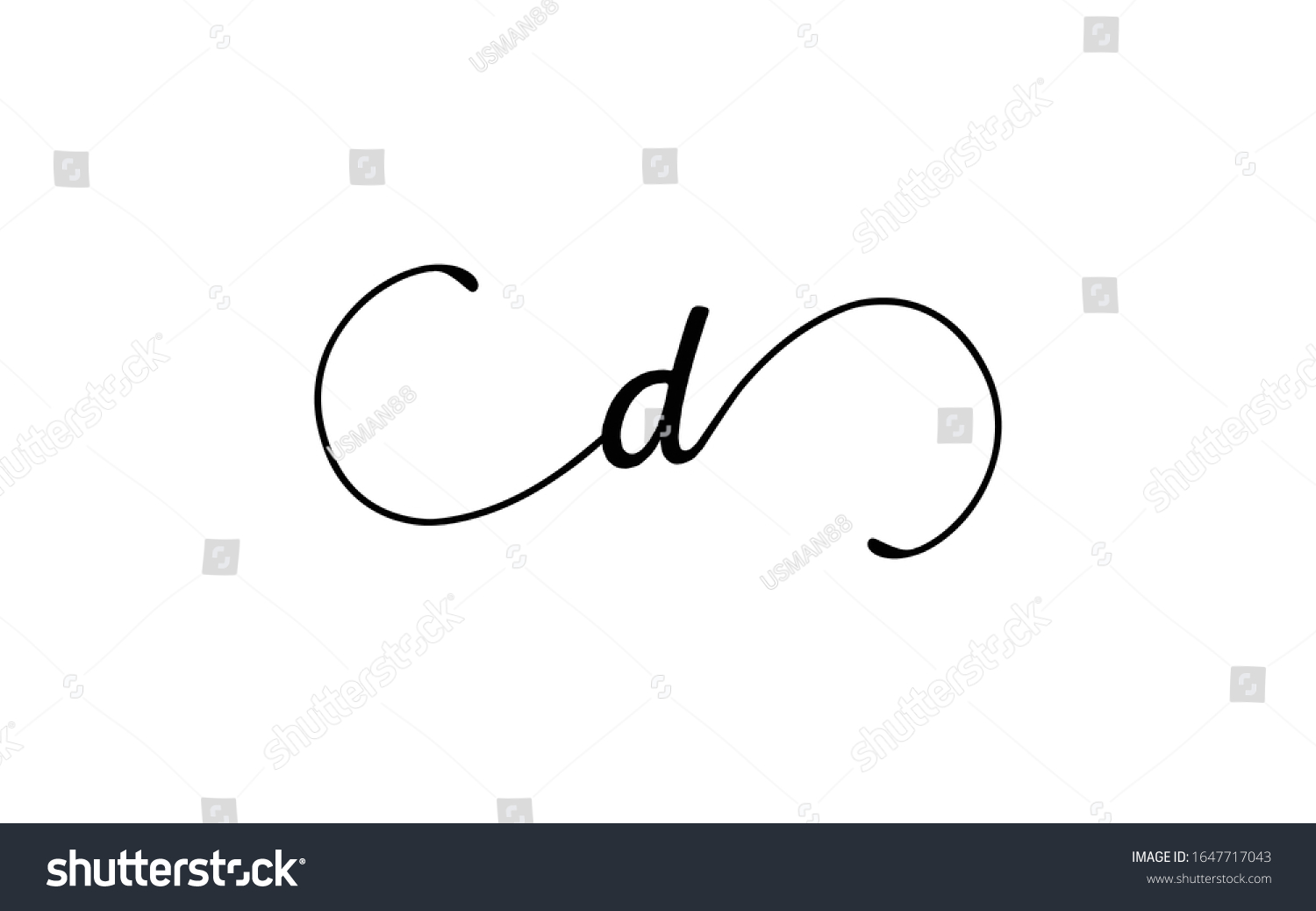 D Dd Ddd Cursive Letter Initial Stock Vector (Royalty Free) 1647717043