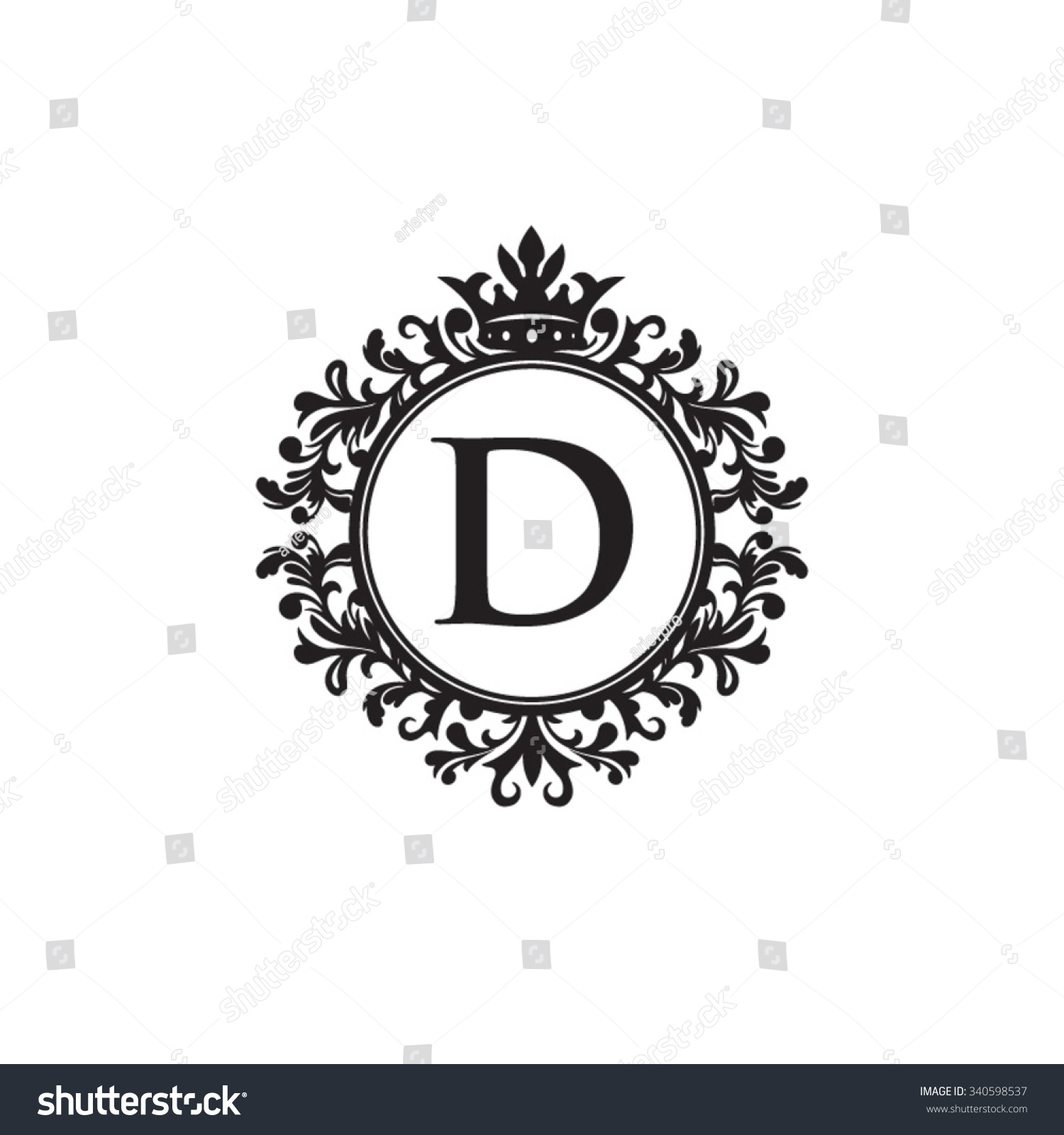 D Initial Logo Luxury Ornament Crown Stock Vector (Royalty Free ...