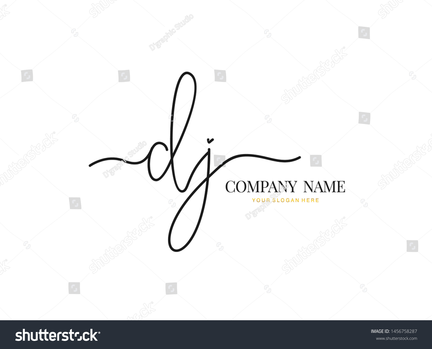 D J Dj Initial Handwriting Logo Stock Vector Royalty Free 1456758287