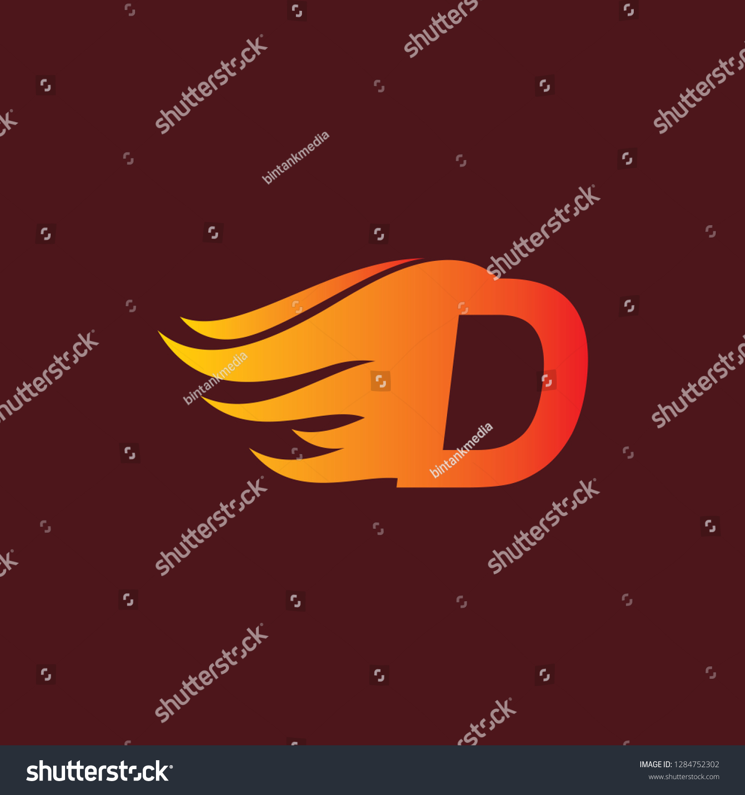 D Letter Fire Flame Logo Design Stock Vector (Royalty Free) 1284752302