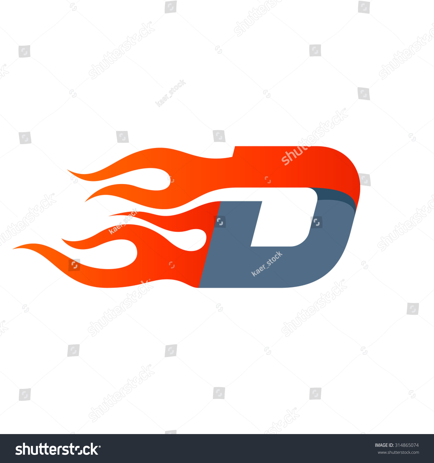D Letter Logo Design Template. Fast Fire Speed Vector Unusual Letter ...