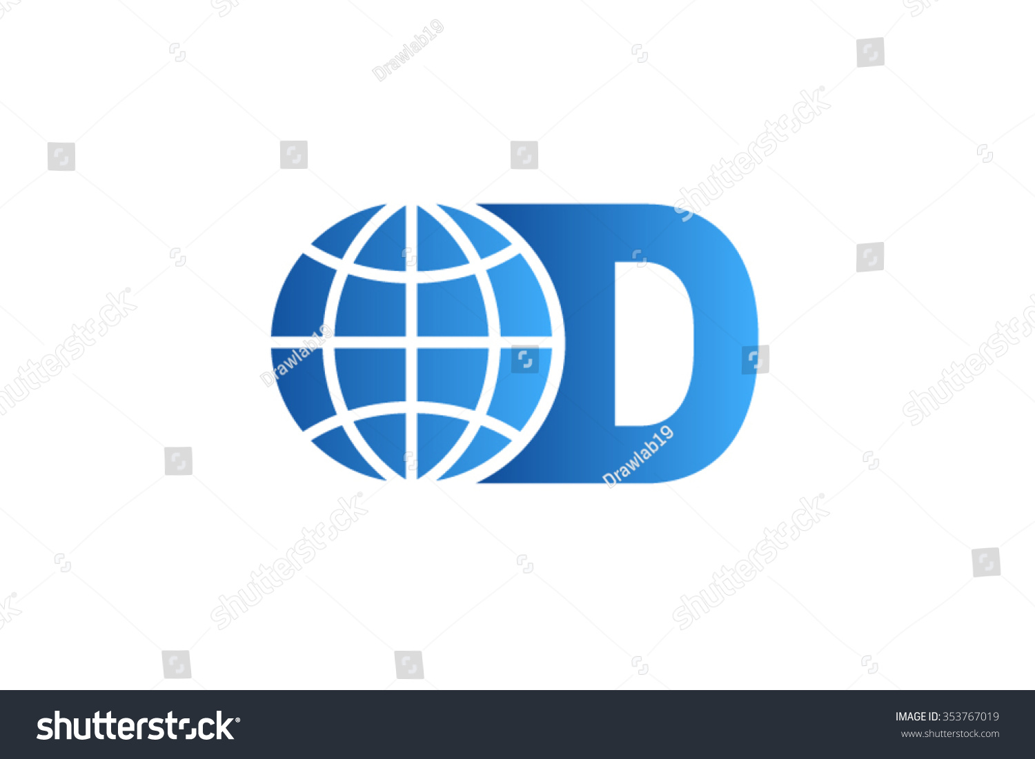 D Letter Logo World Globe Logo Stock Vektorgrafik Lizenzfrei