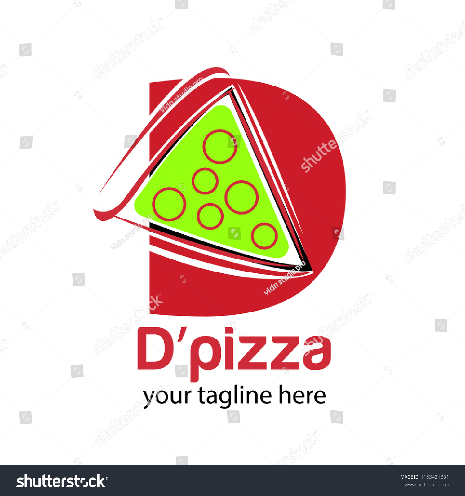 D Letter Pizza Logo Design Stock Vector Royalty Free