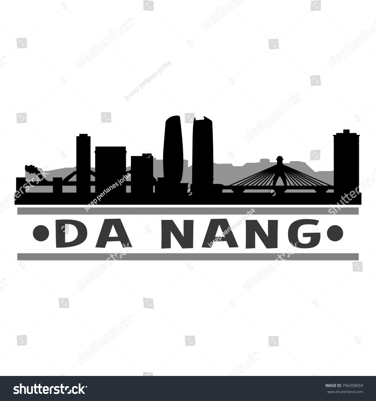 Da Nang Vietnam Asia Skyline Silhouette Stock Vector (Royalty Free ...