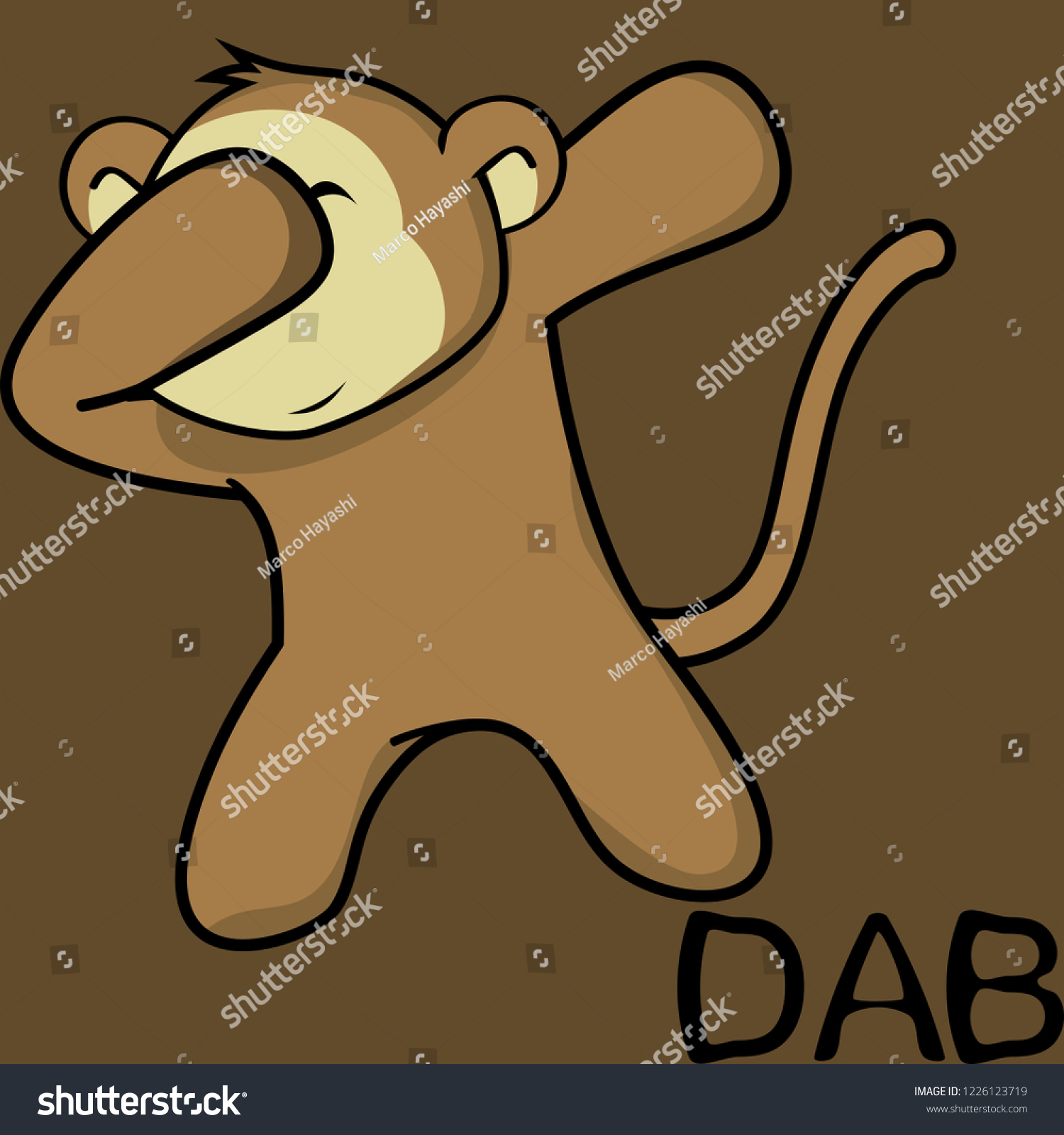 Dab Dabbing Pose Monkey Kid Cartoon のベクター画像素材 ロイヤリティフリー