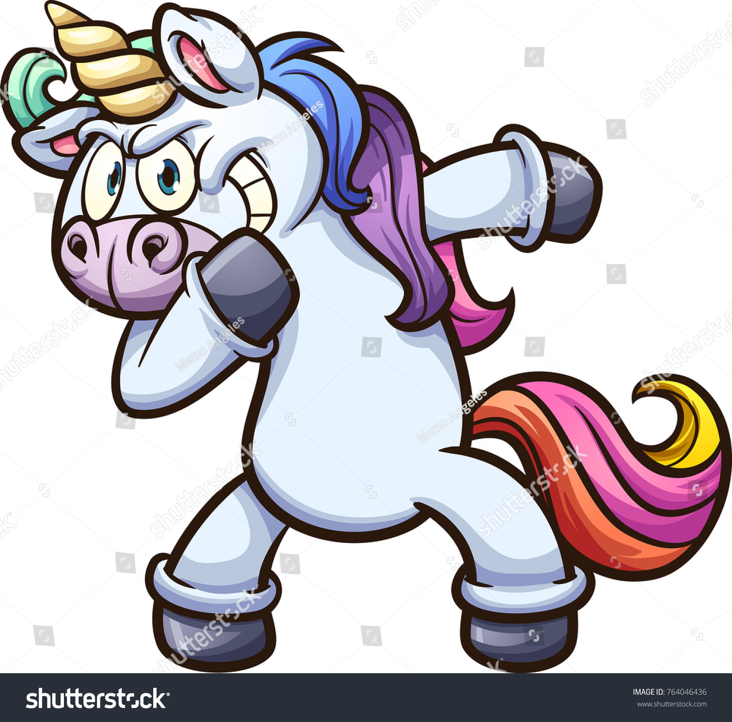 SVG of Dabbing cartoon unicorn. Vector clip art illustration with simple gradients. All in a single layer. 
 svg