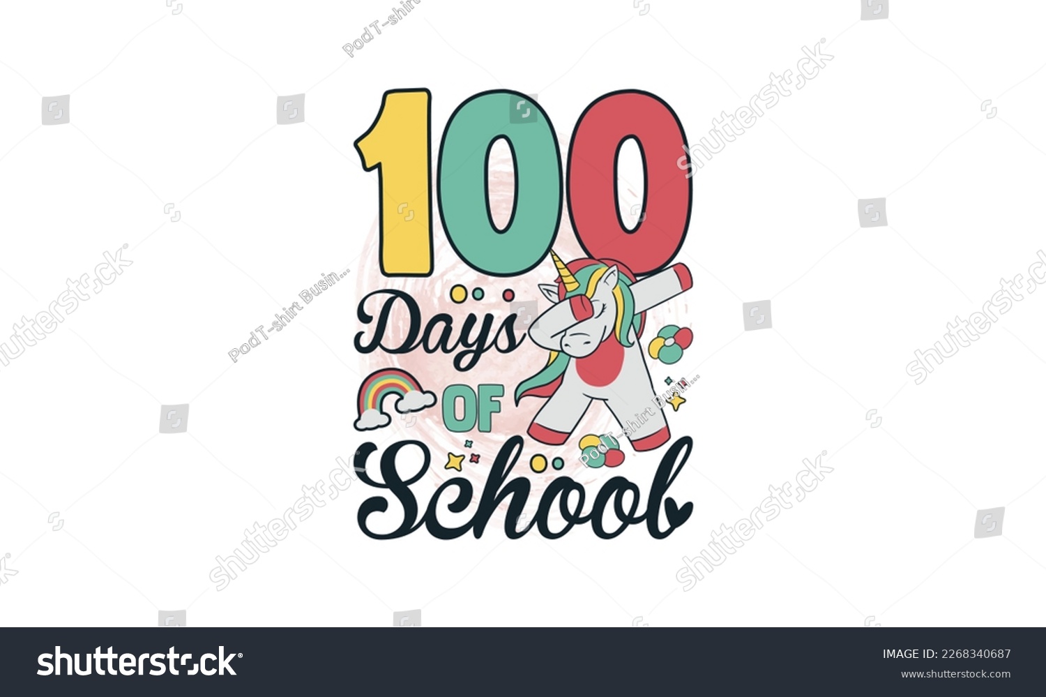 SVG of Dabbing Unicorn 100 Days of School T shirt Design, Dabbing Unicorn svg