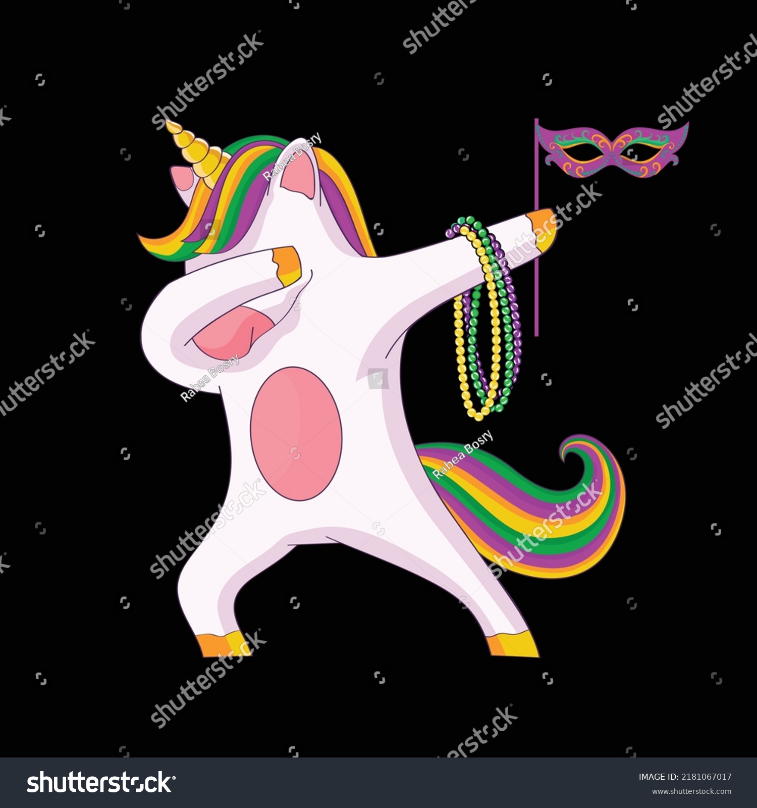 SVG of Dabbing Unicorn, Mardi Gras. Rainbow. svg