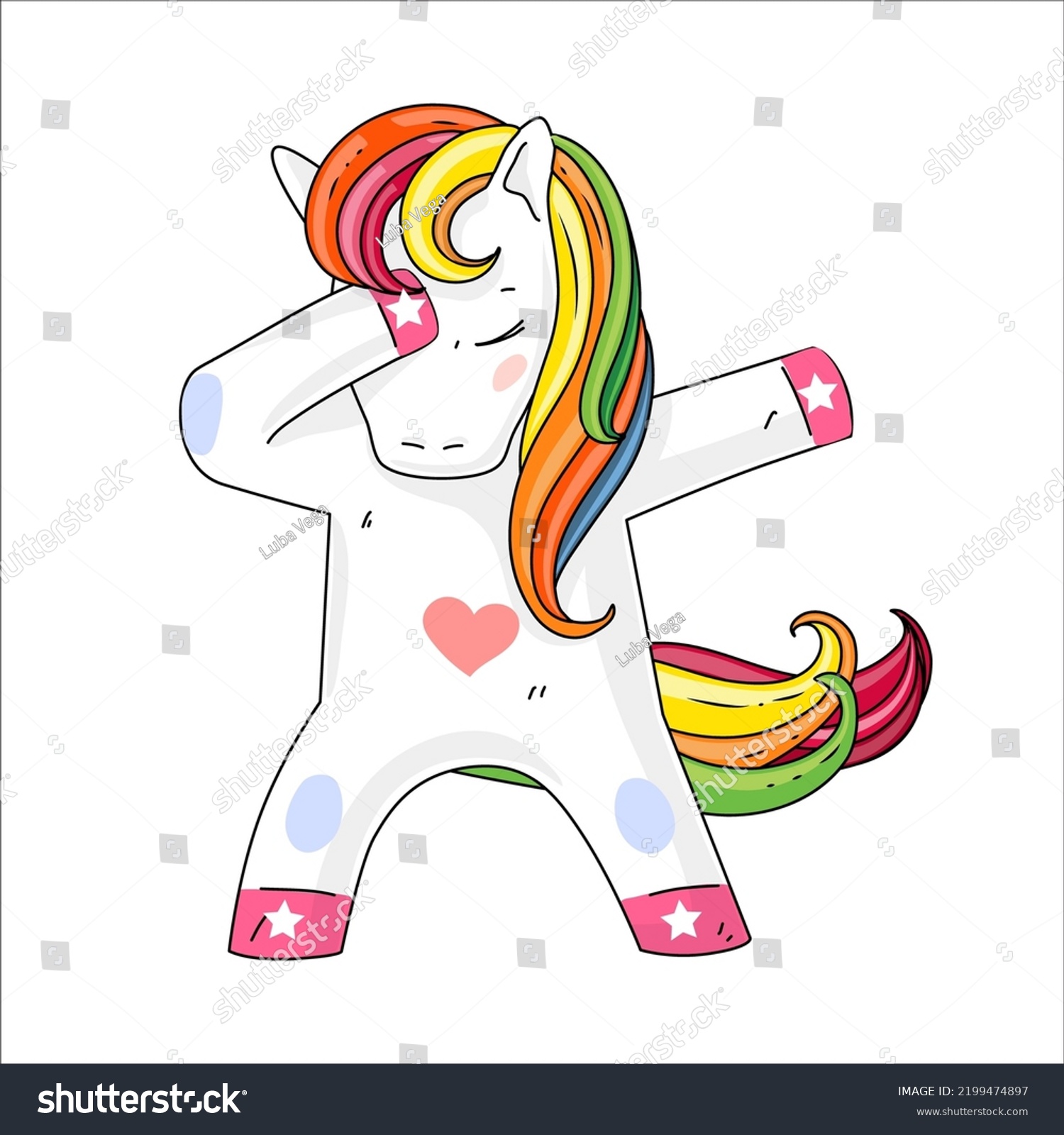 SVG of Dabbing unicorn vector illustration. Design character of dancing unicorn. svg