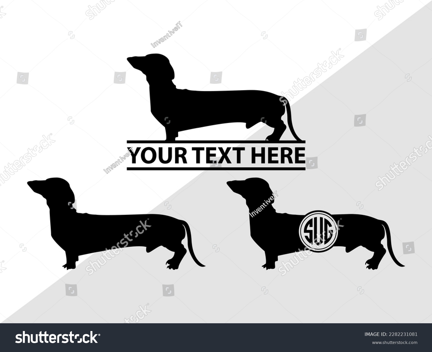 SVG of Dachshund Dog Monogram Vector Illustration Silhouette svg