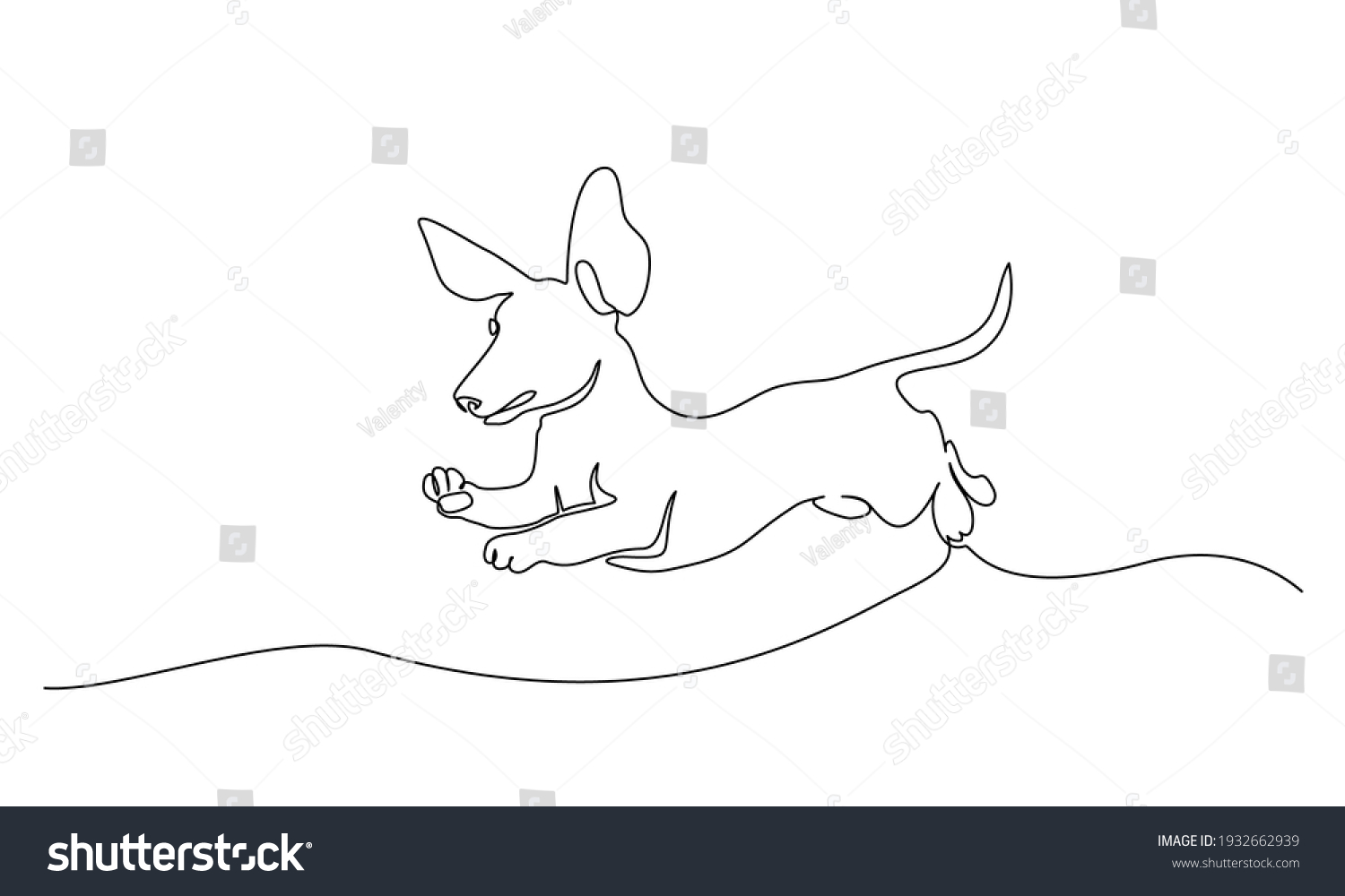 SVG of Dachshund dog running design silhouette. Continuous one line drawing. Hand drawn minimalism style vector illustration svg