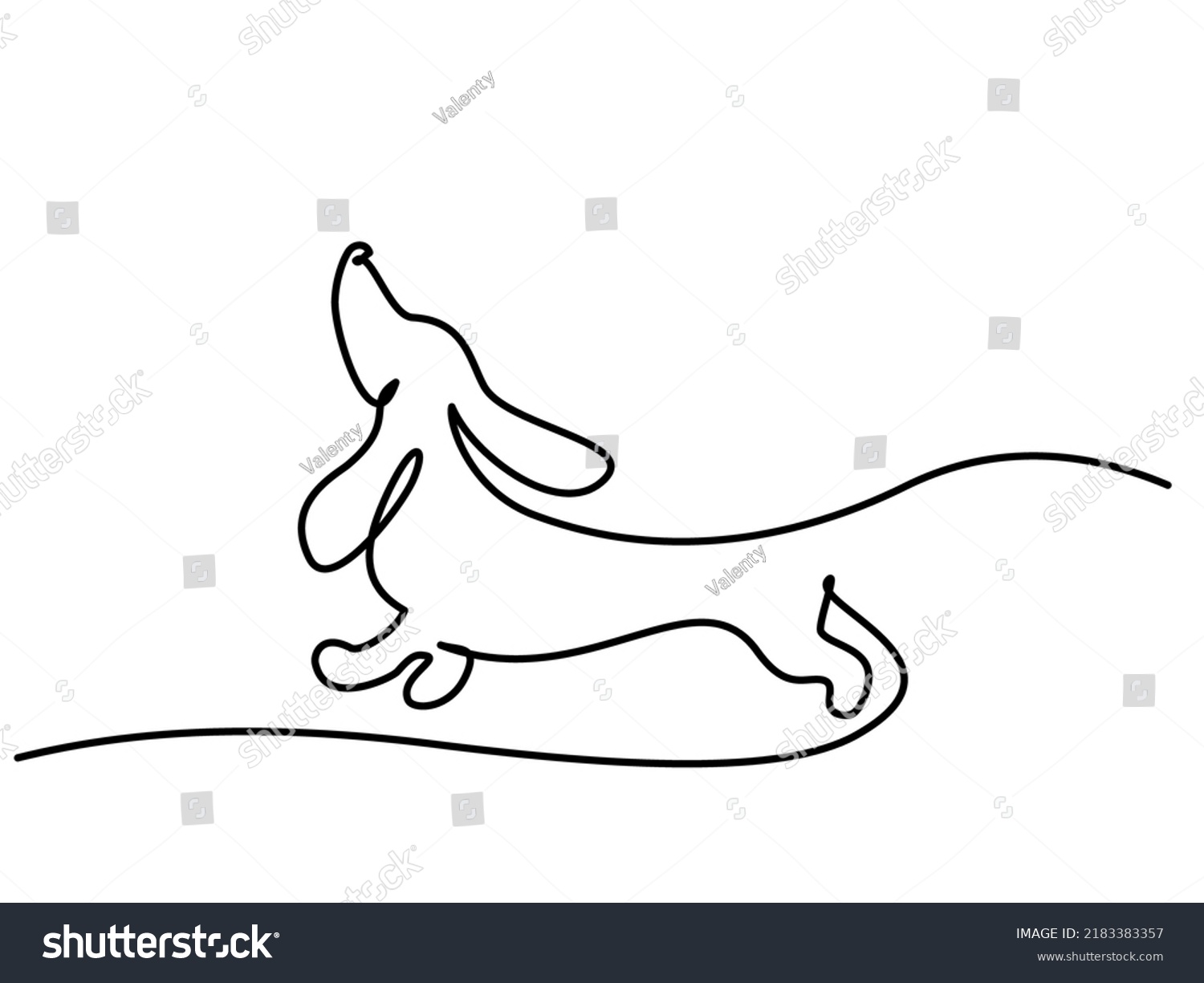 SVG of Dachshund dog running design silhouette logo. Continuous one line drawing. Hand drawn minimalism style vector illustration svg
