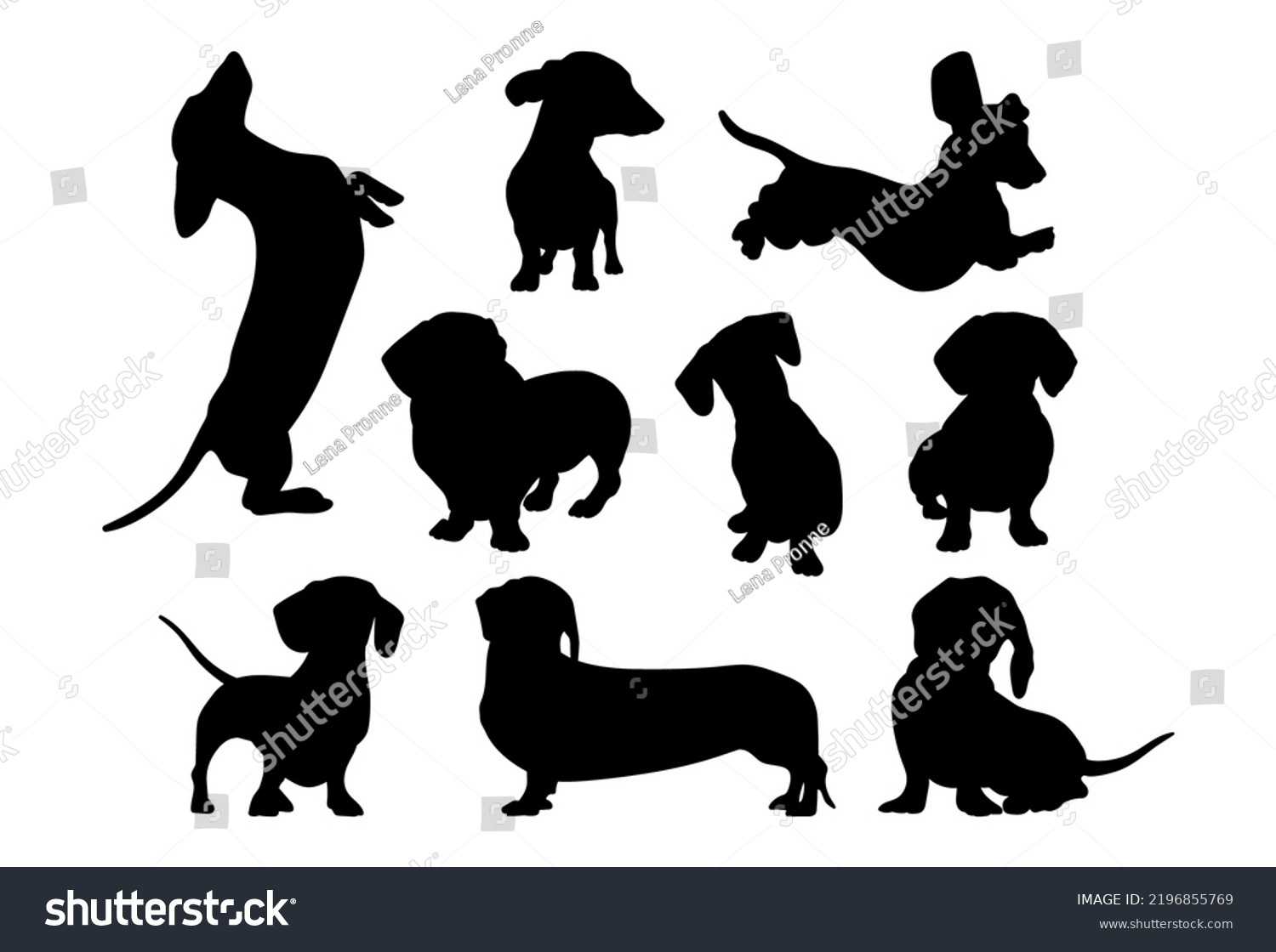 SVG of Dachshund dog set template for plotter lazer cutting of paper, wood. svg