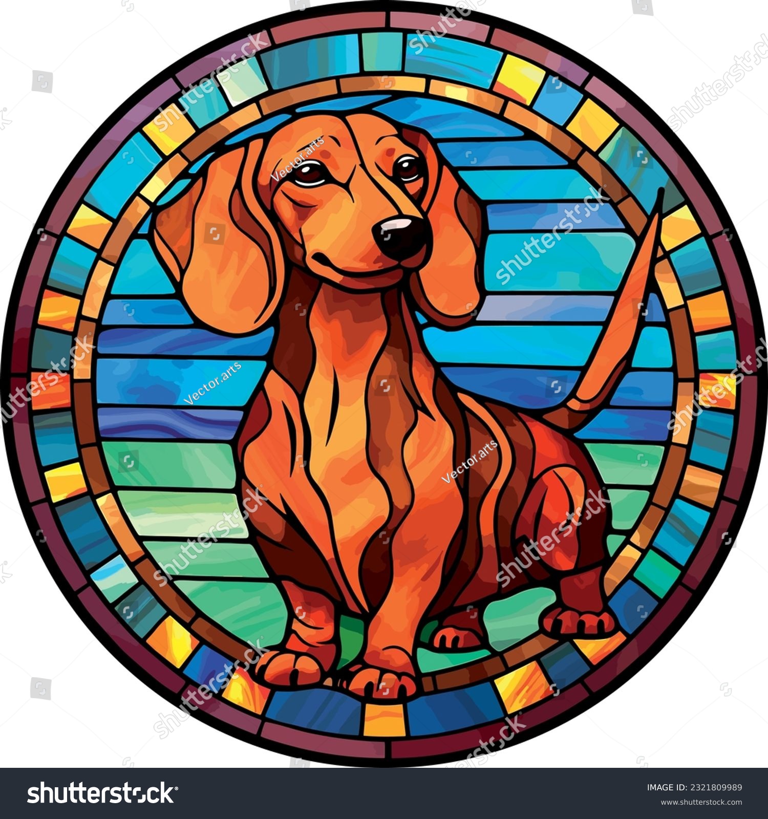 SVG of Dachshund Dog Stained Glass effect vector art illustration svg