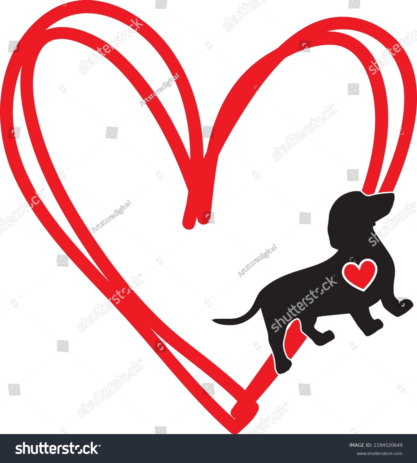 SVG of Dachshund Heart Dog Svg Vector File svg