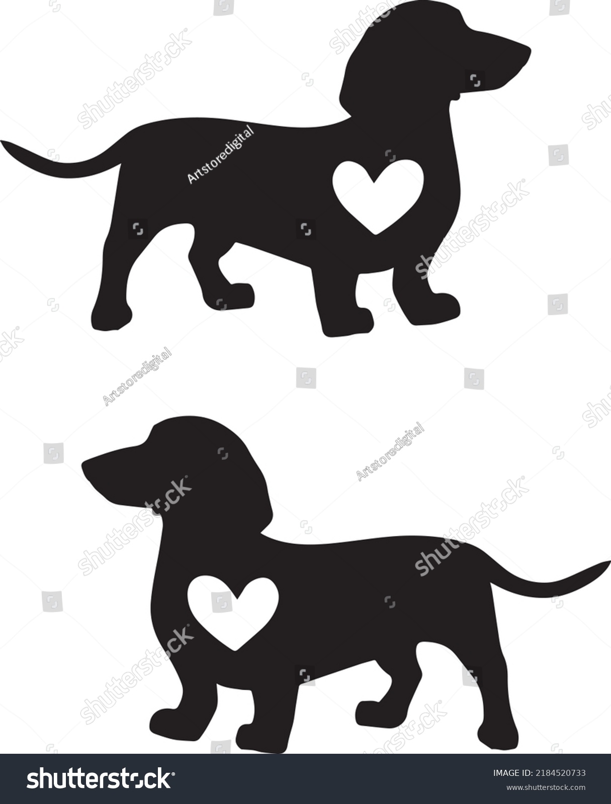 SVG of Dachshund Heart 2 Dog Svg Vector File svg