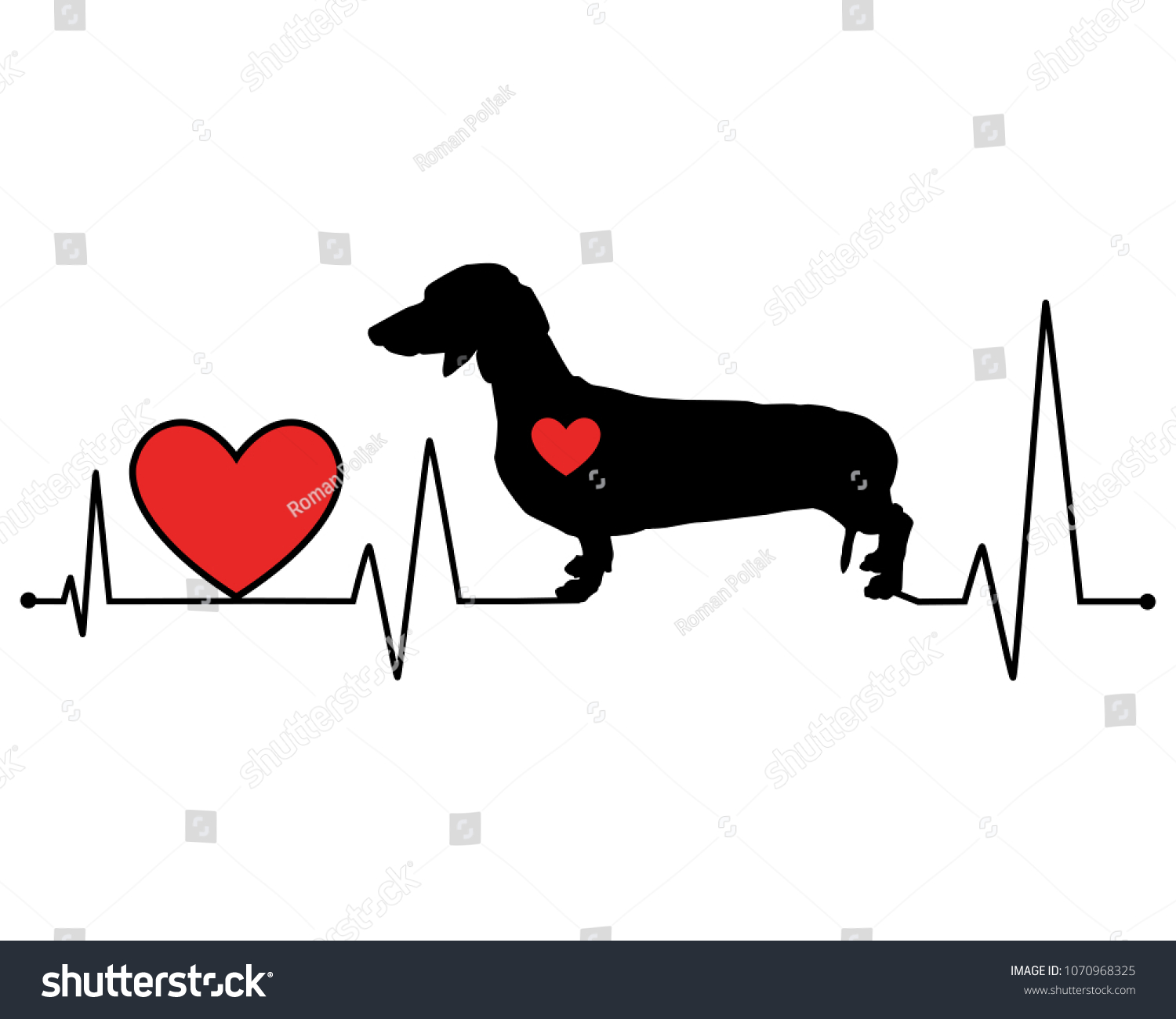 SVG of Dachshund silhouette heartbeat line vector illustration. Illustration for cutting, vinyl decal, sticker print for t shirts. svg