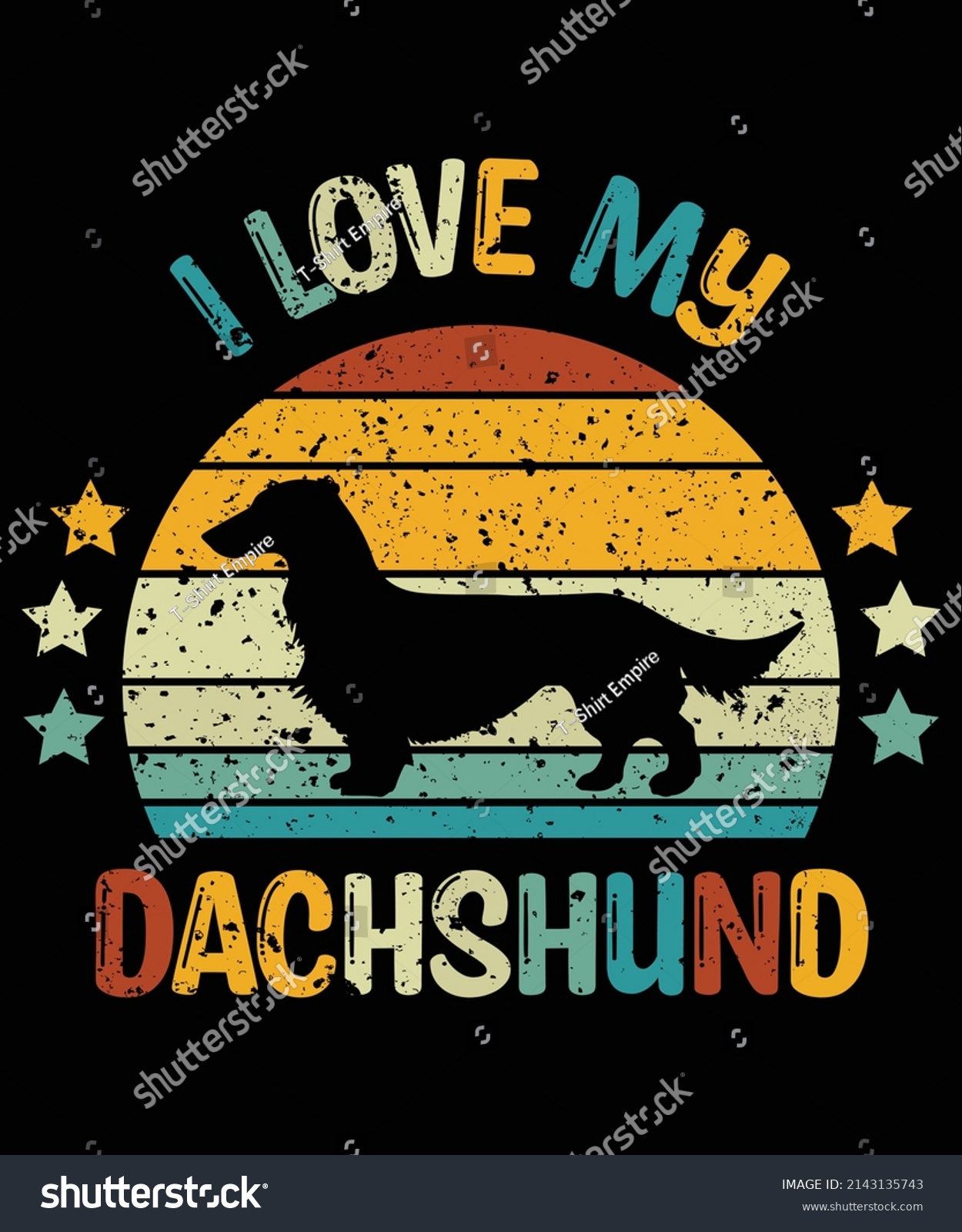 SVG of Dachshund silhouette vintage and retro t-shirt design svg