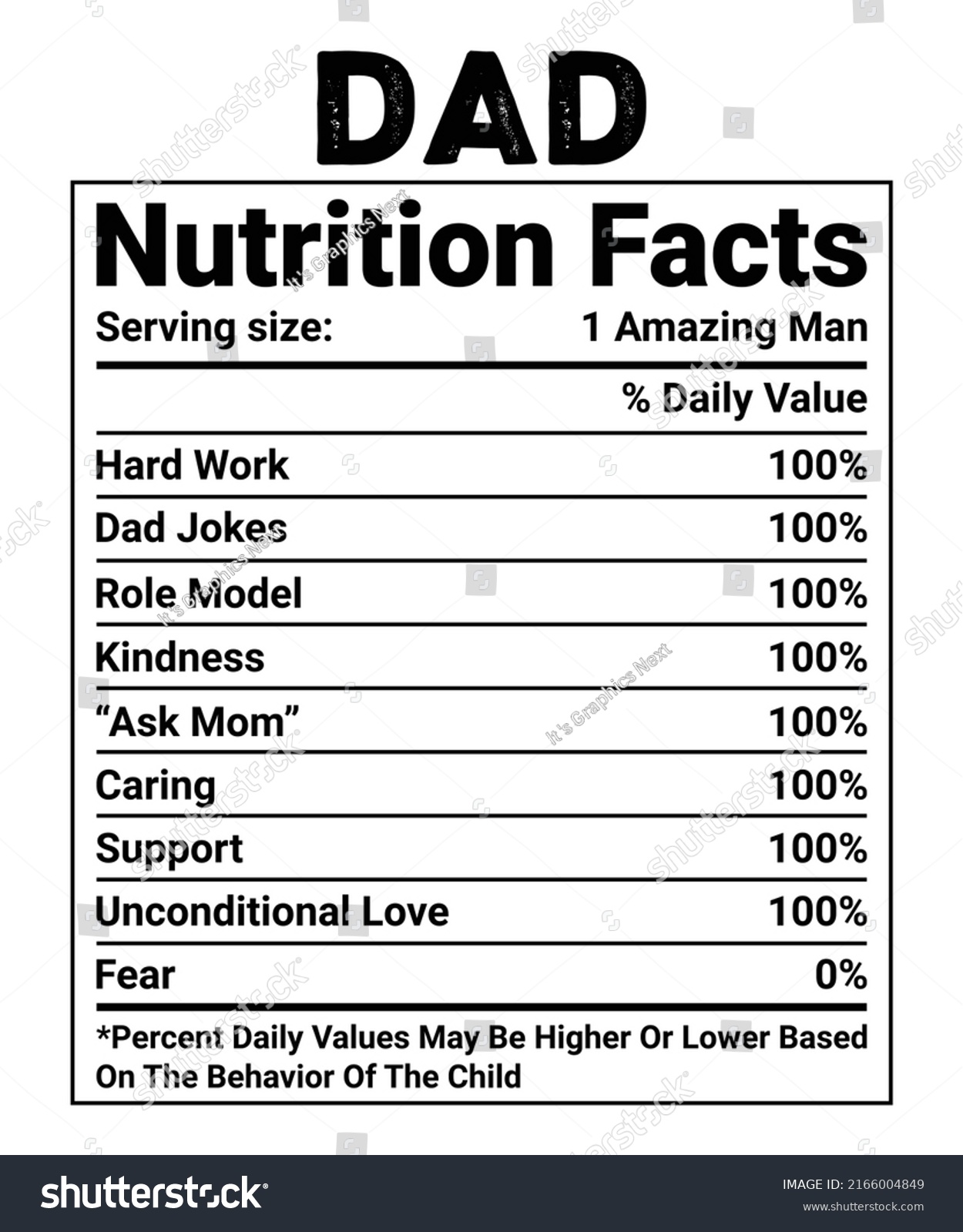 SVG of Dad Nutrition Facts - Father's Day Unisex T shirt svg