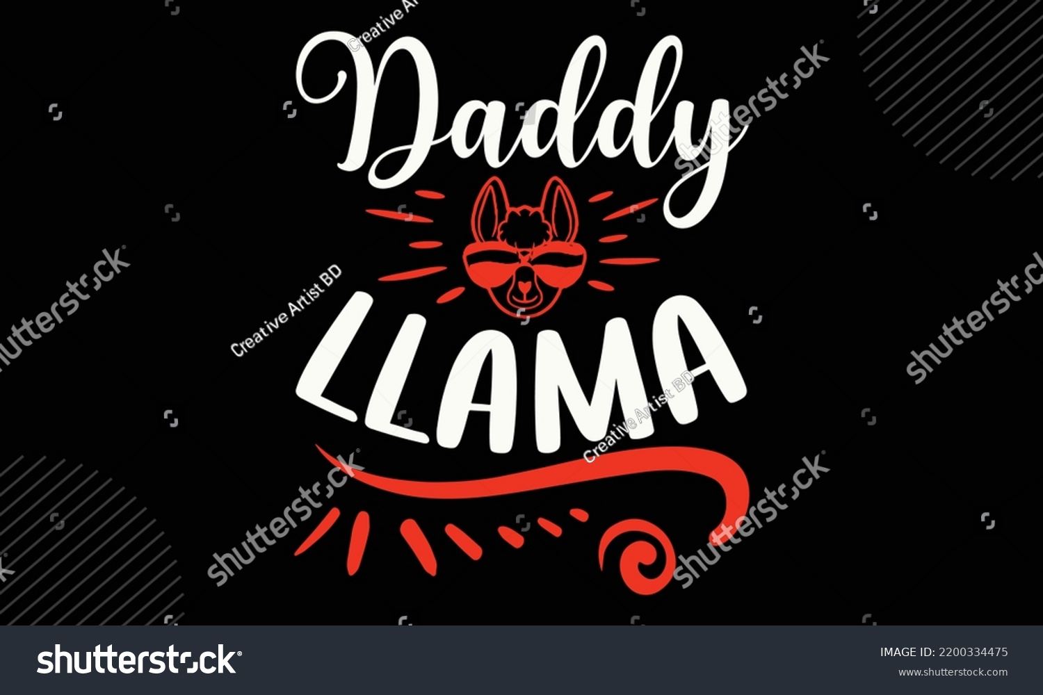 SVG of Daddy Llama - Llama T shirt Design, Hand lettering illustration for your design, Modern calligraphy, Svg Files for Cricut, Poster, EPS svg