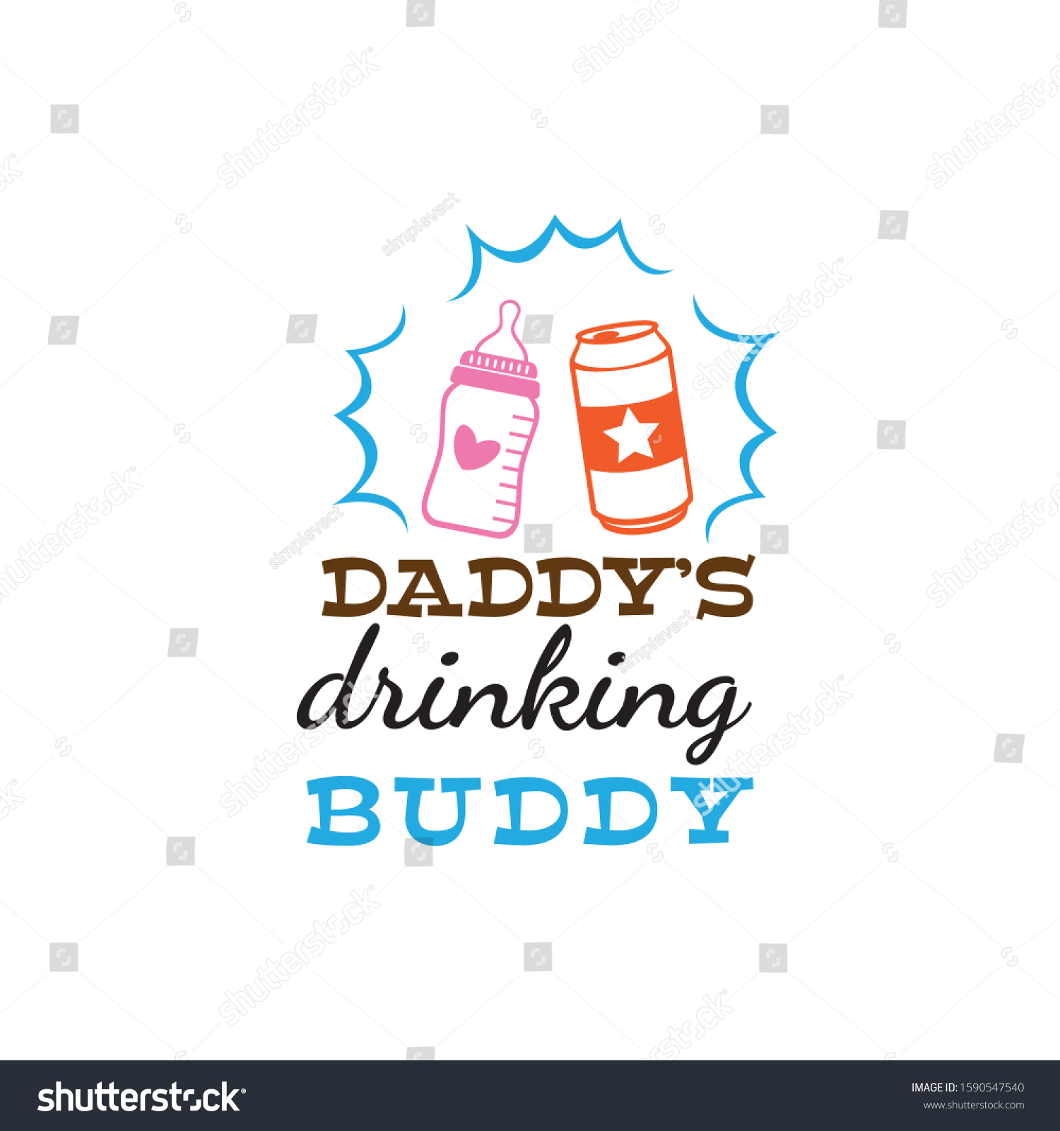 SVG of daddy's drinking buddy family baby and kid funny pun vector graphic design for cutting machine craft and print template svg