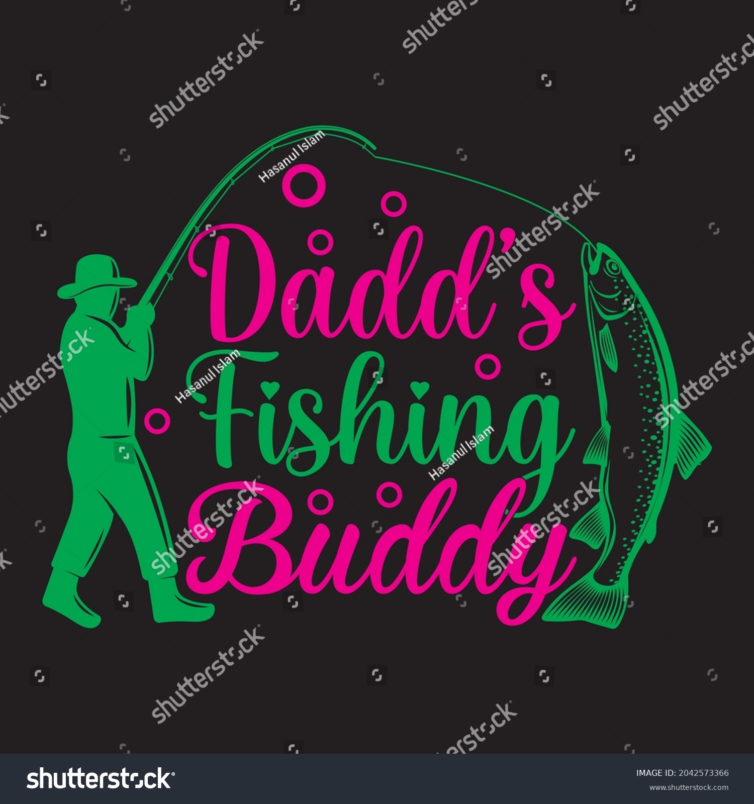 SVG of daddy’s fishing buddy svg design, vector file. svg