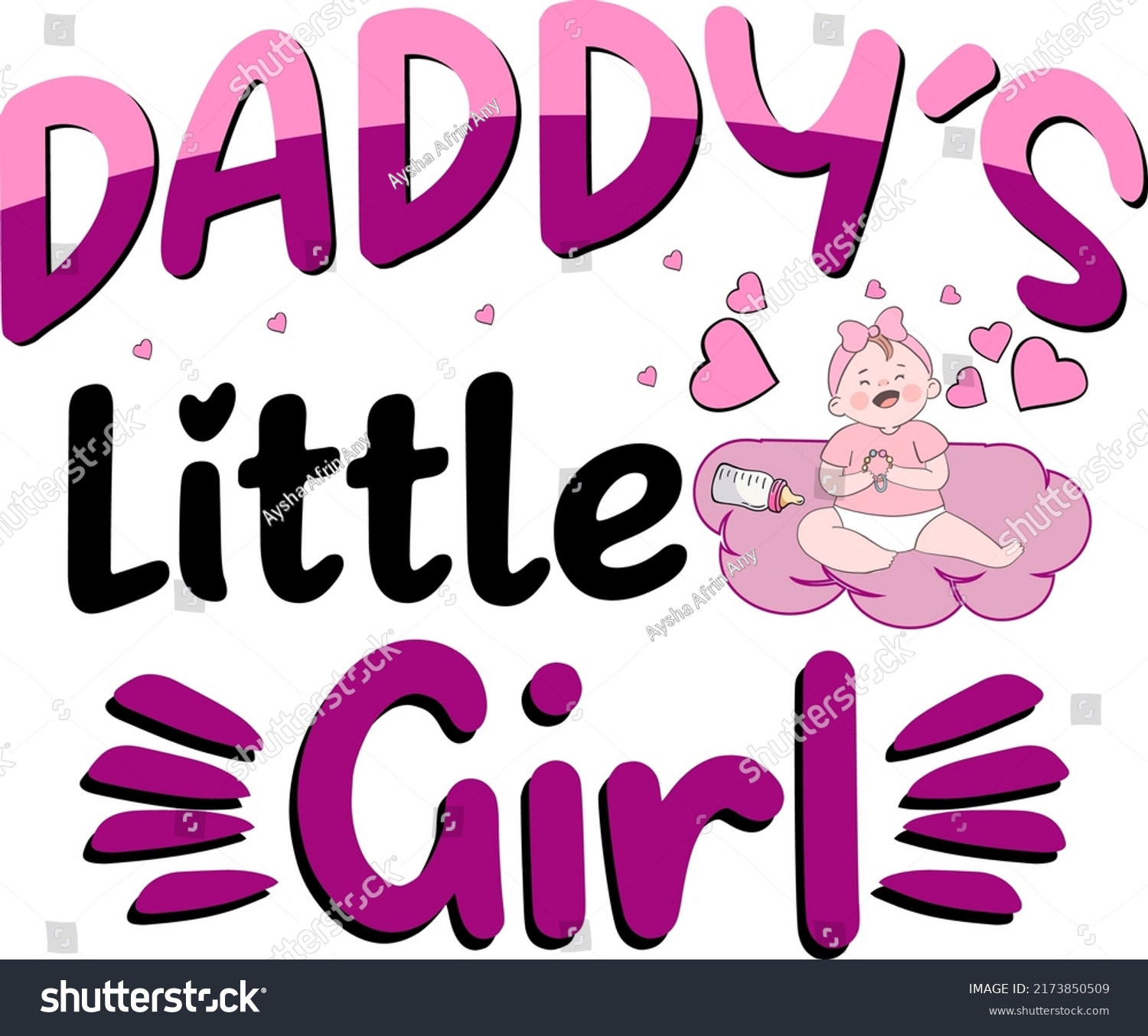 daddys-little-girl-baby-funny-t-stock-vector-royalty-free-2173850509