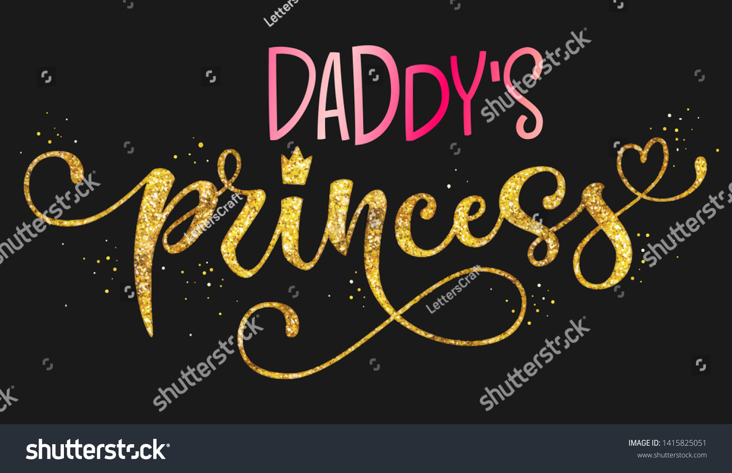 Daddys Princess Quote Hand Drawn Modern Stock Vector Royalty Free 1415825051 0690