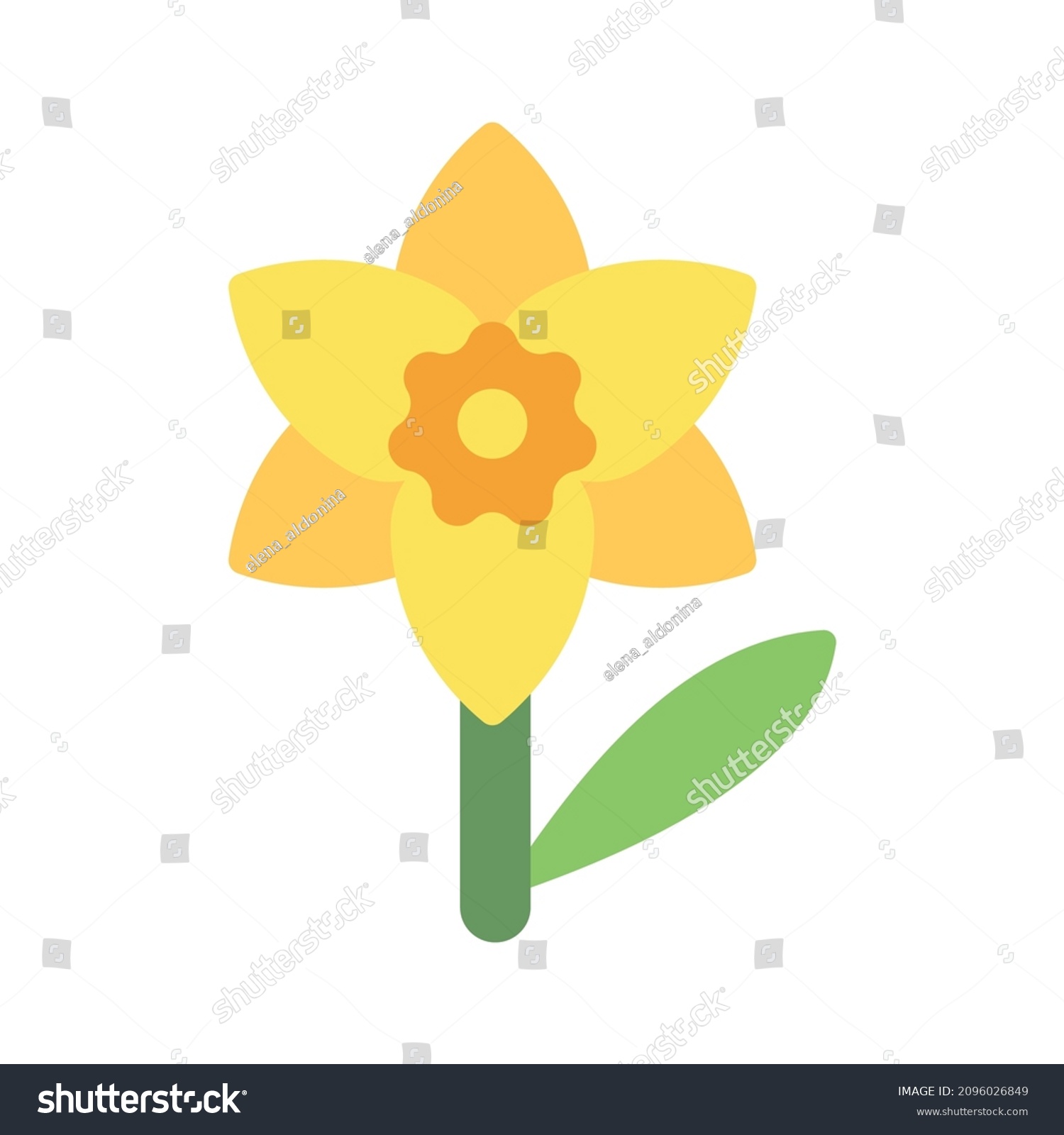SVG of Daffodil flower flat icon. Clipart cartoon illustration. Vector sign for mobile app and web sites.  svg