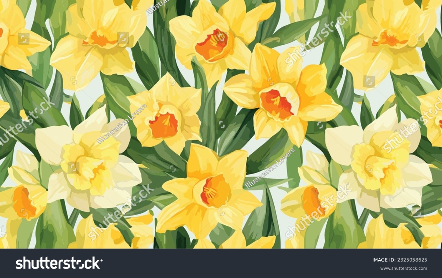 SVG of Daffodil Flower wrap pattern watercolor illustration svg