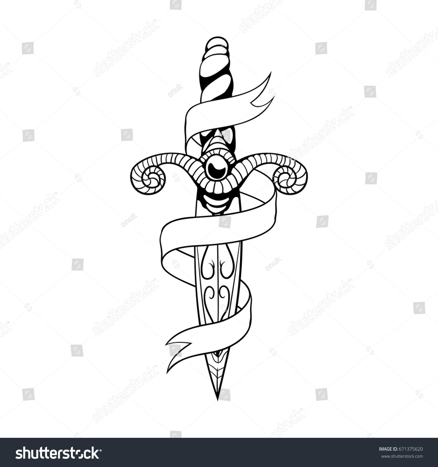 Dagger Ribbon vector Illustration Old School Tattoo Stock Vector ...