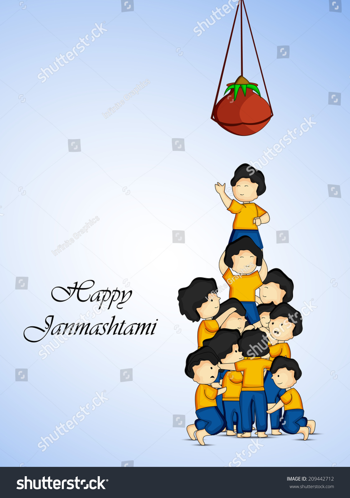 Dahi Handi Background For Janmashtami Stock Vector Illustration ...