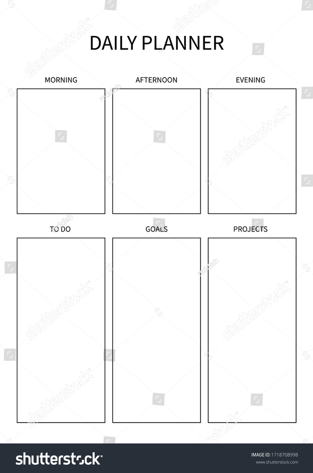 Daily Planner Diary Organiser Notebook Printable Stock Vector (Royalty ...