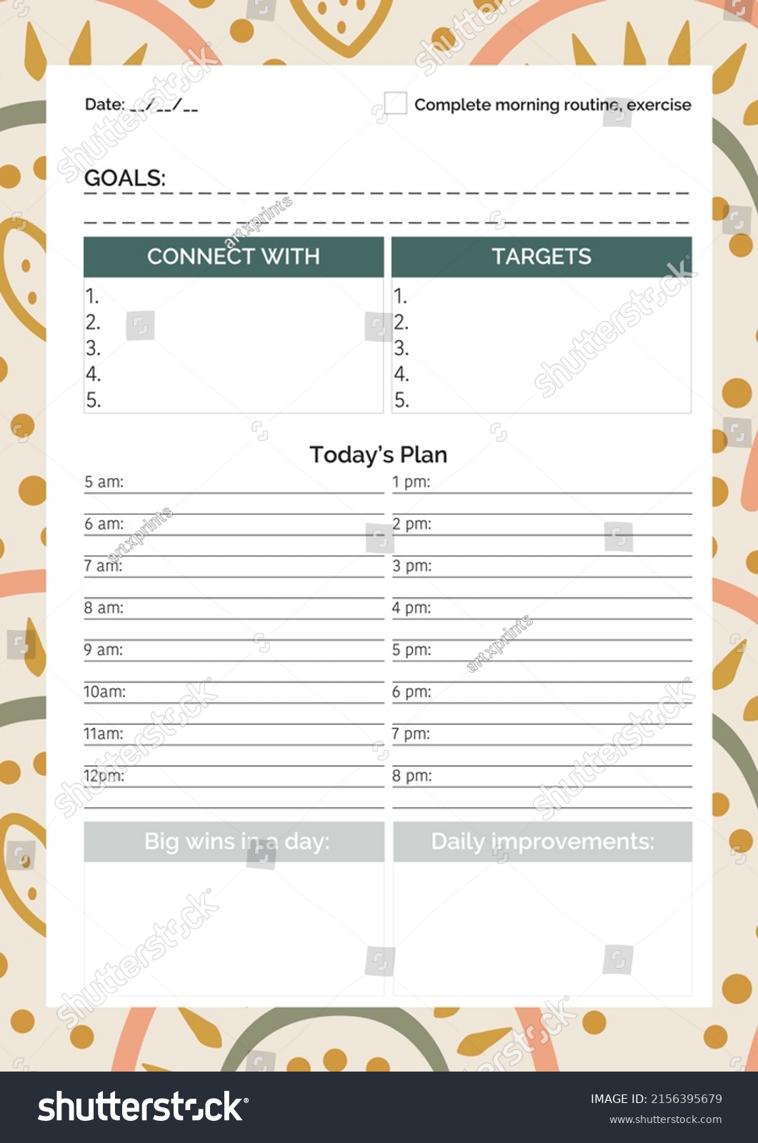 Daily Planner Do List Cute Patterned Stock Vector (Royalty Free ...