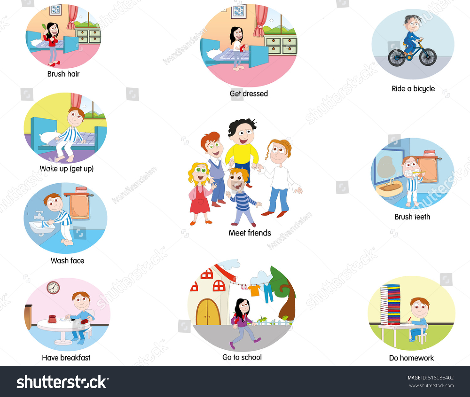 Daily Routines Stock Vector 518086402 : Shutterstock