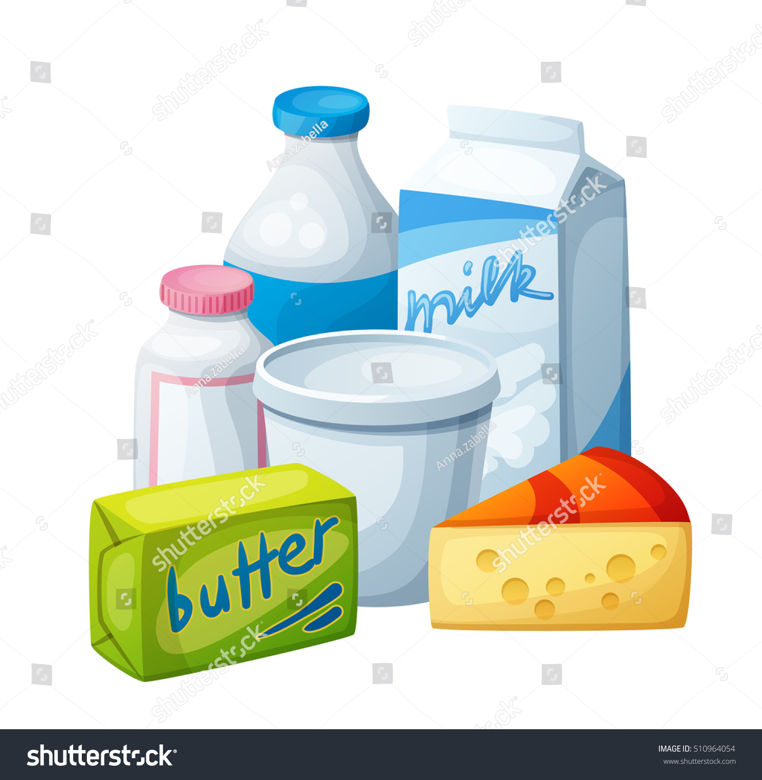Dairy Products Milk Food Cartoon Vector Image Vectorielle De Stock 