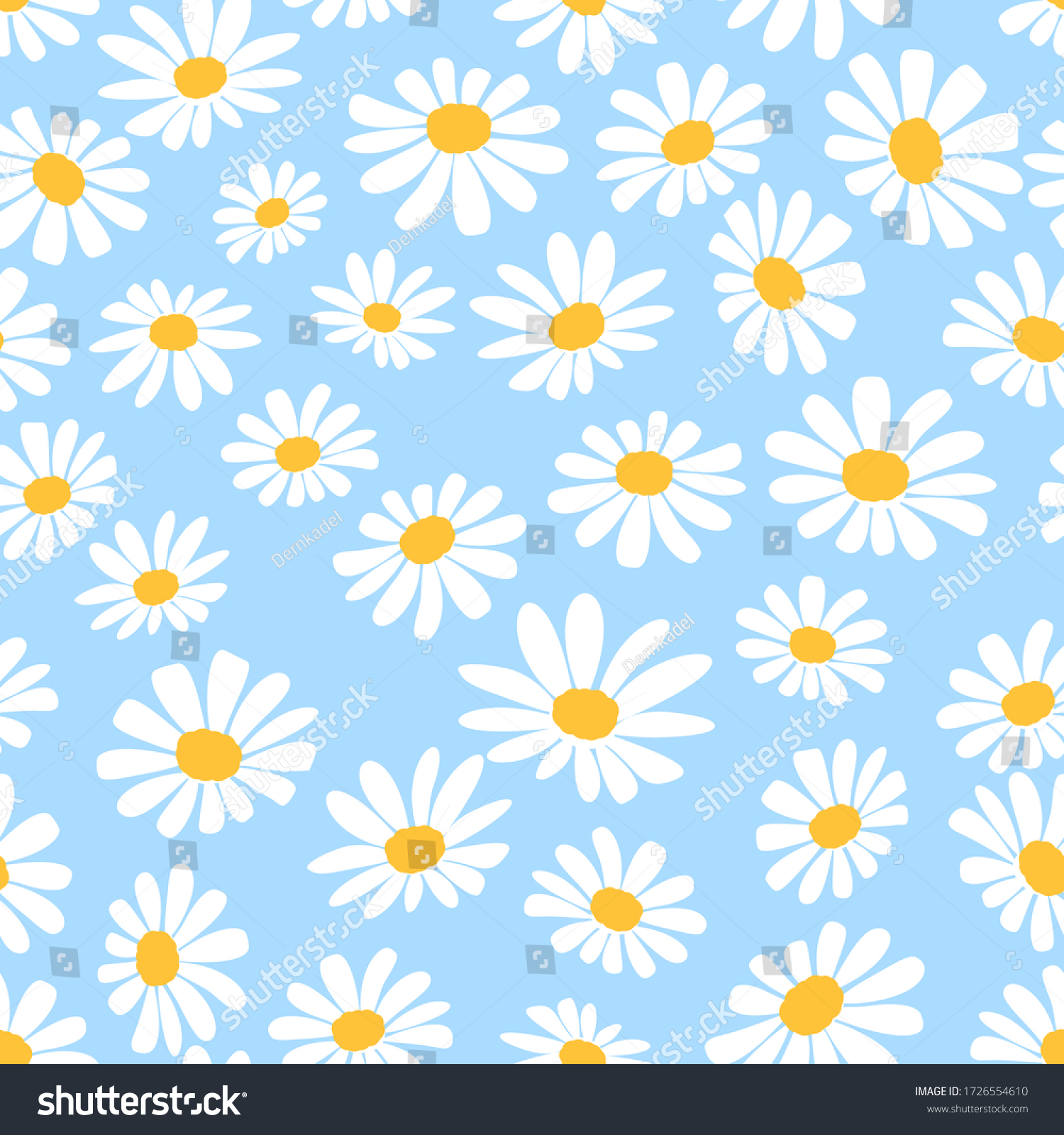 Daisy Flower Seamless On Blue Background Stock Vector Royalty Free