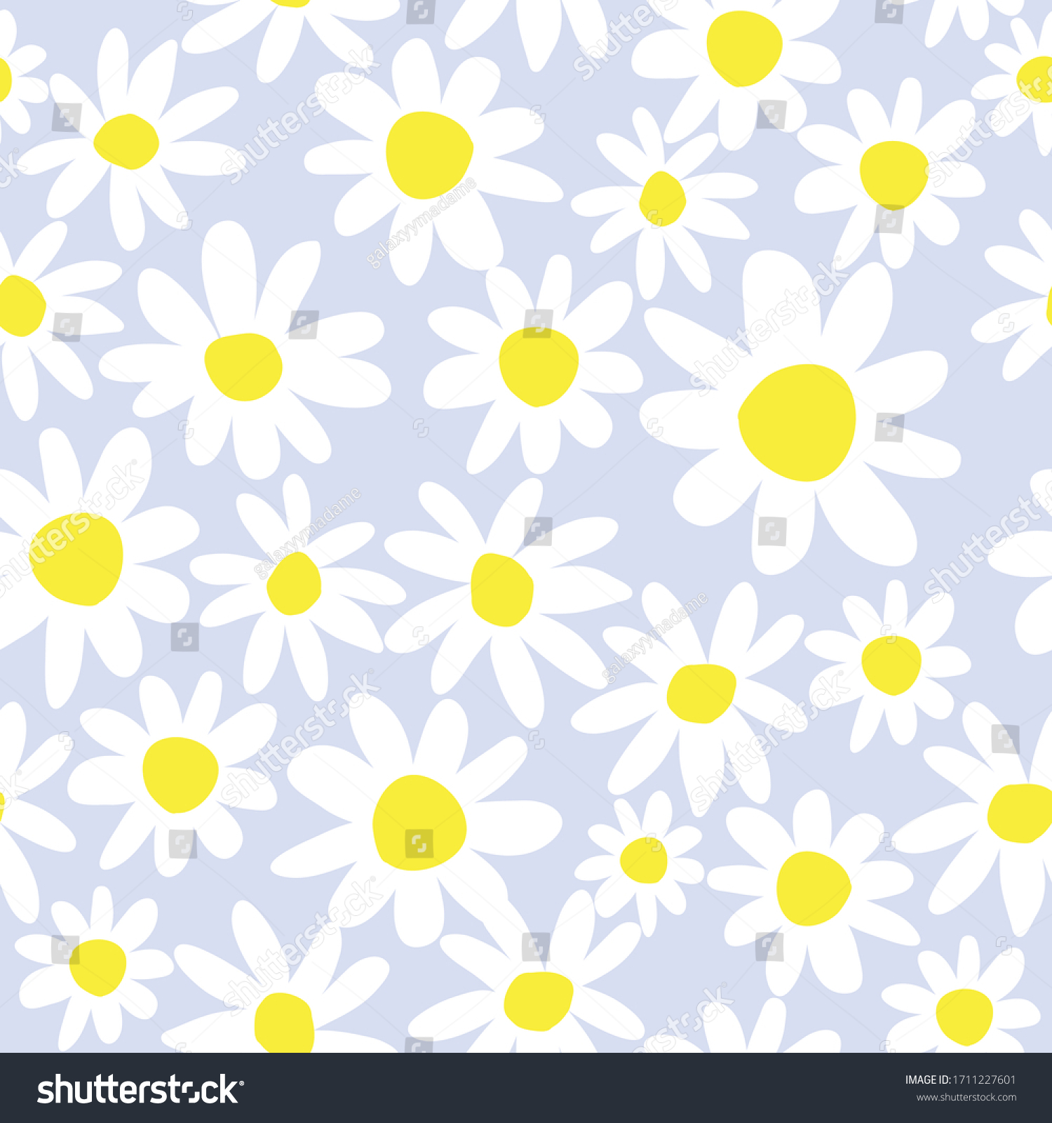 Daisy Flower Seamless Pattern On Blue Stock Vector Royalty Free Shutterstock