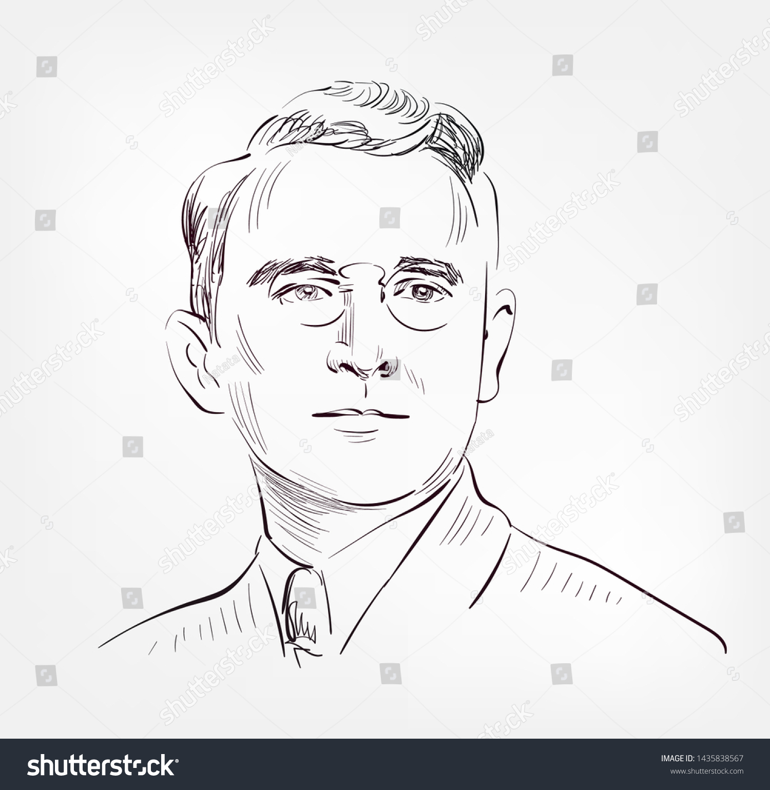 Dale Carnegie Vector Sketch Portrait Illustration Stock Vector (Royalty ...