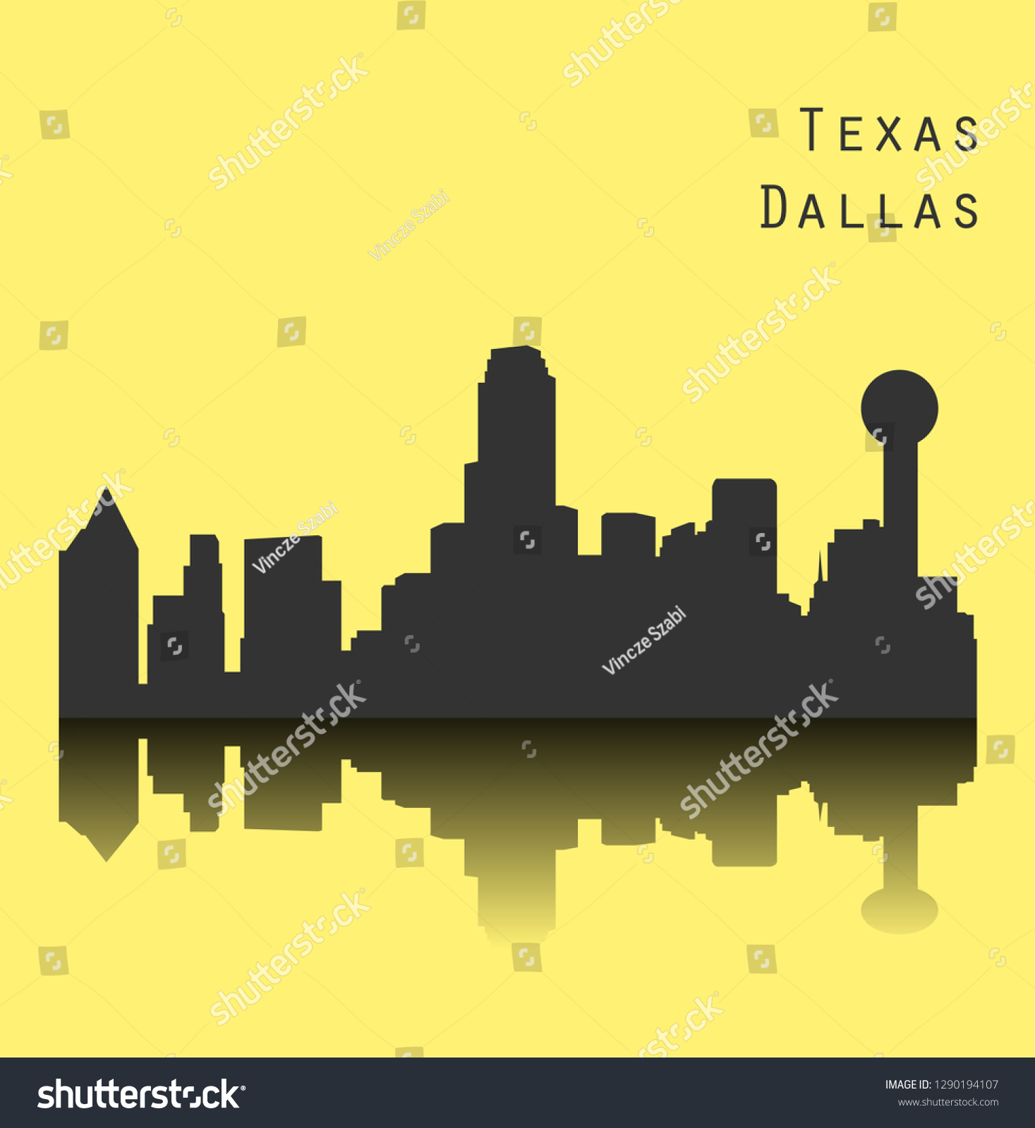 Dallas Texas City Silhouette Stock Vector (Royalty Free) 1290194107 ...