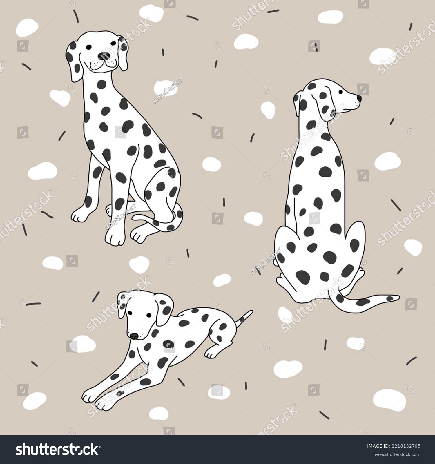 SVG of Dalmatian dog cartoon on dot background vector illustration svg