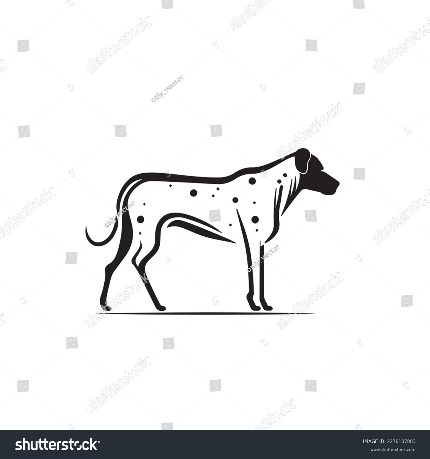 SVG of Dalmatian dog simple vector black image on white background. Silhouette svg vector illustration animal, laser cutting cnc. svg