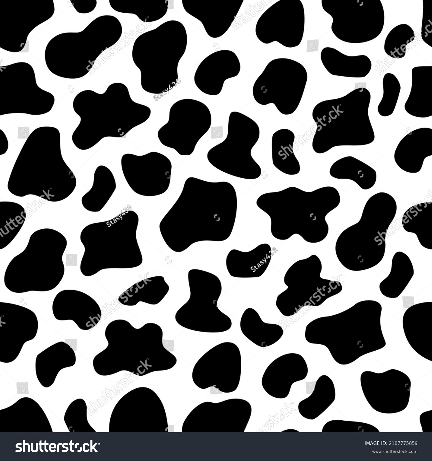 SVG of Dalmatian or cow seamless black and white pattern. Animal spot print, cow or dalmatian skin texture. Seamless vector background. svg