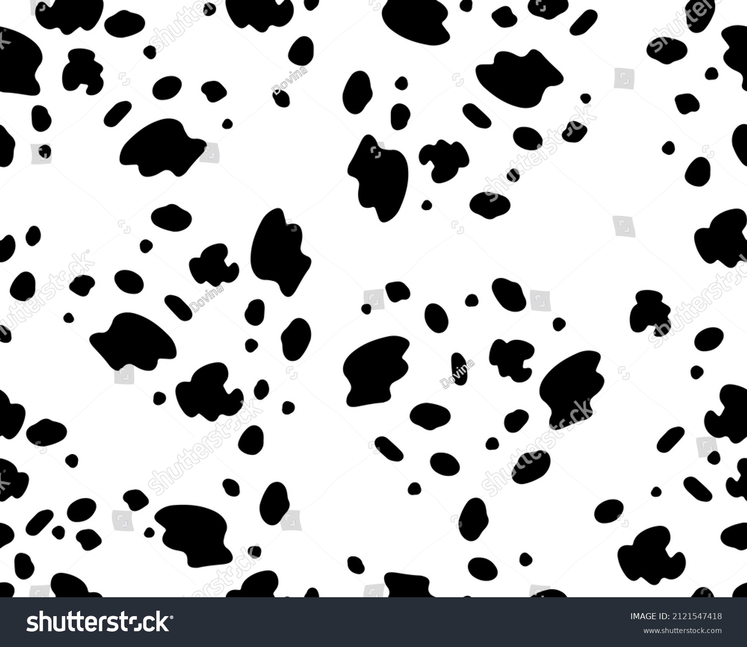 SVG of Dalmatian pattern seamless pattern on a white isolated background. Black uneven spots animal print. Vector background svg