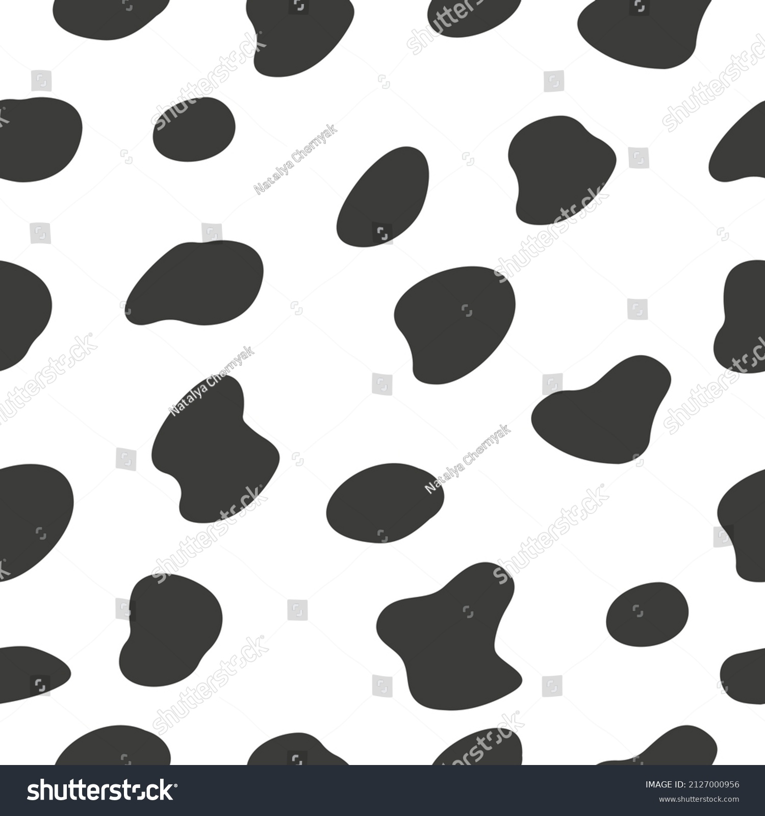 SVG of Dalmatian seamless pattern. Animal black and white print. Cow spots vector illustration svg