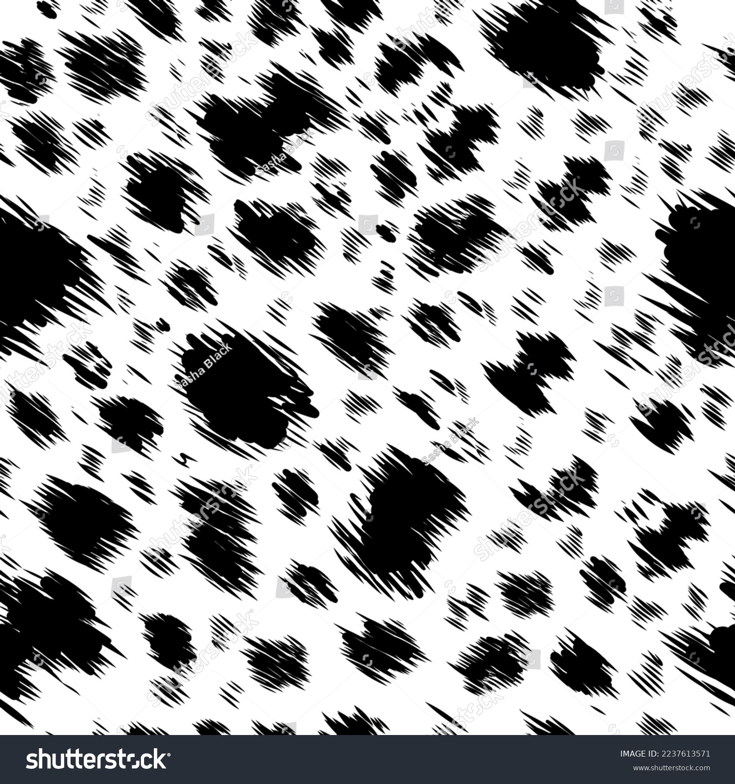 SVG of Dalmatian seamless pattern. Animal skin print. Dog and cow black dots on white background. Vector illustration svg