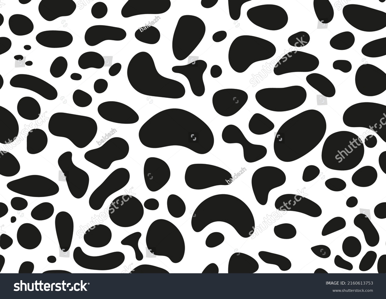 SVG of Dalmatian spot texture seamless pattern on skin. Absract animal print design - dog or cow black stains on white background for fibres and textile. Simple grain dalmation endless backdrop. svg