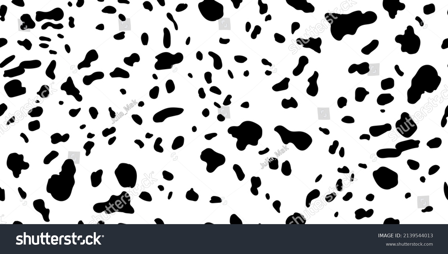 SVG of Dalmatians vector seamless horizontal pattern. Spotted animal texture of dog, leopard, cow. Black random spots on a white background. svg